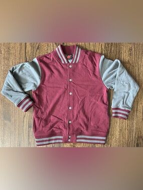 MAD Engine Maroon and Gray Snap-Front Varsity Jacket